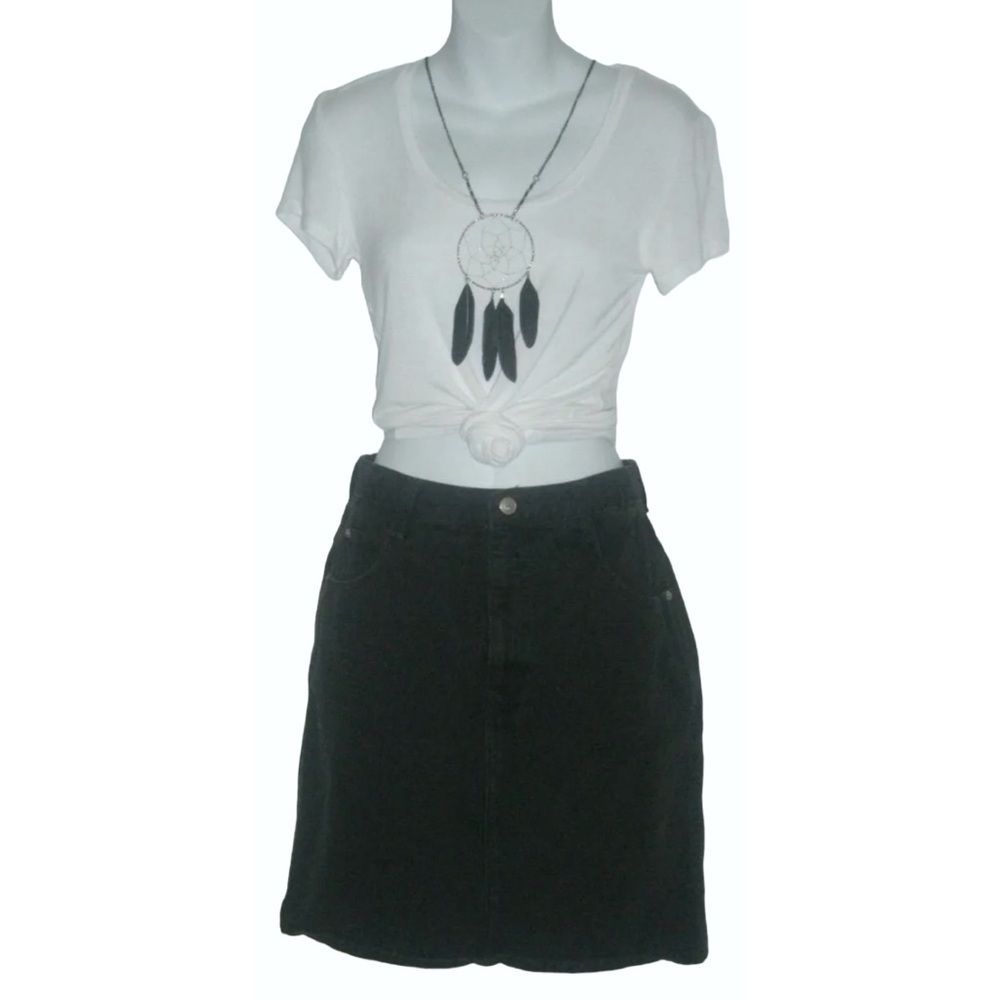 Vintage 80s Forenza Skirt High Waist Mom Denim Pencil Black Goth Punk egirl ALT